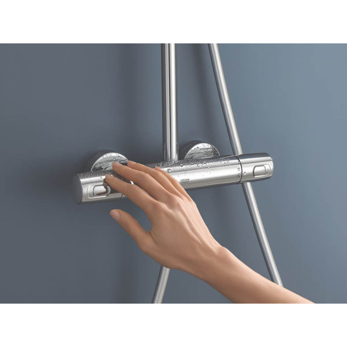 Grohe Thermostatic Shower System Chrome Exposed Single Spray Pattern Twin Head - Image 2