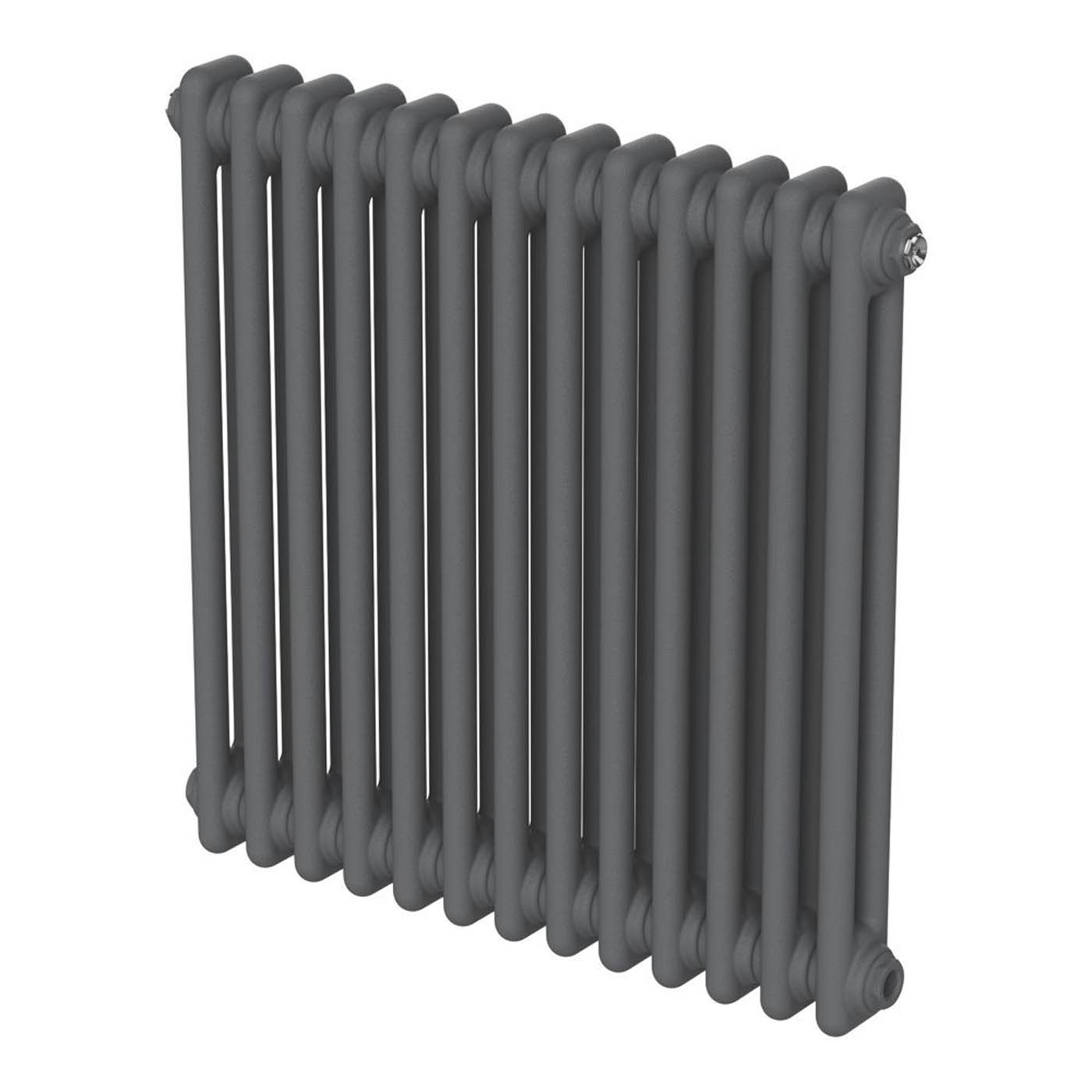 Flomasta 2 Column Radiator Anthracite Horizontal 600mm x 605mm 2087BTU - Image 1