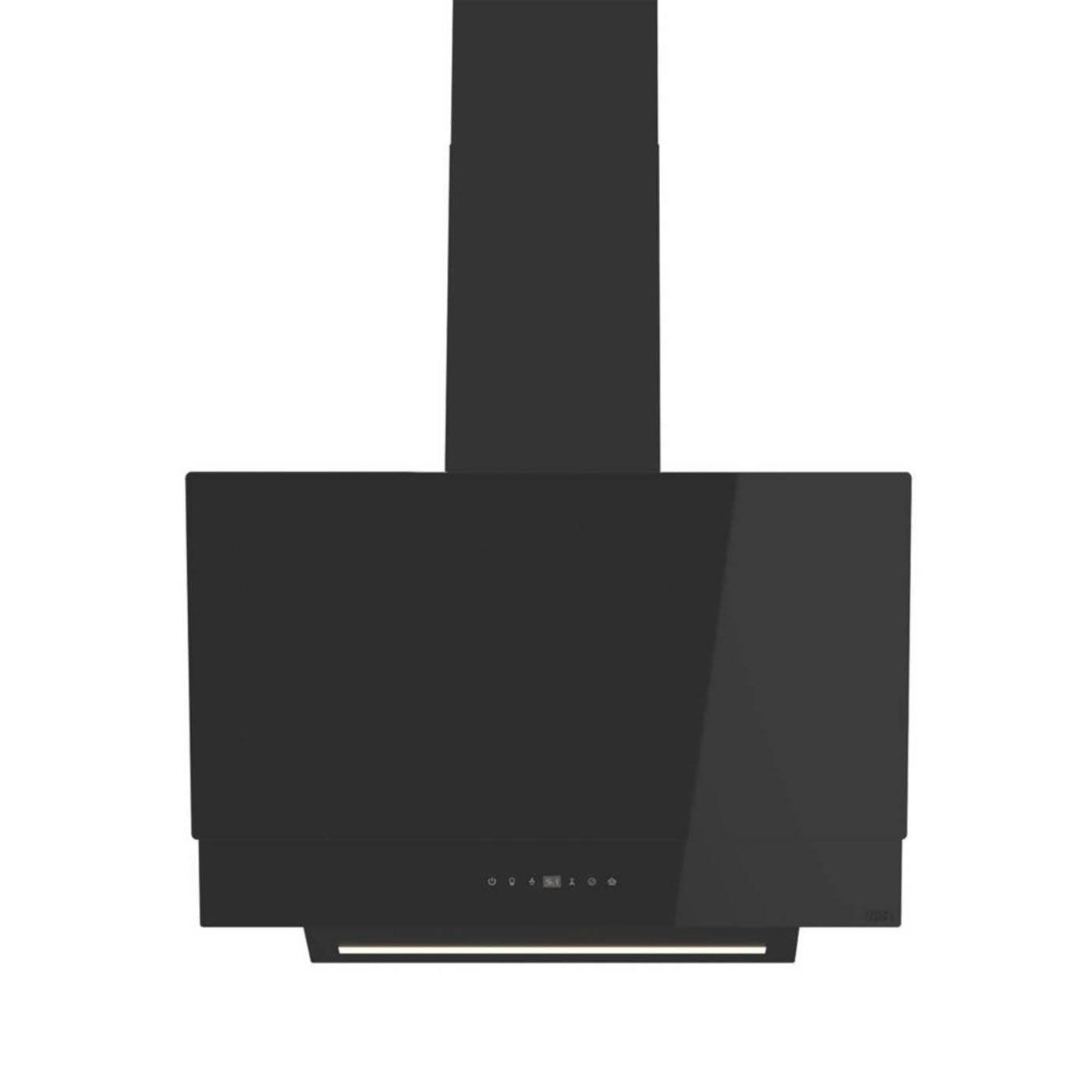 Cooke & Lewis Cooker Hood Angled Black Extracts Recirculates LED Touch 598mm - Image 1