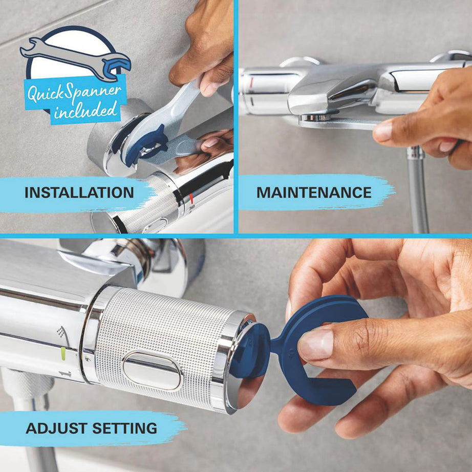 Grohe Thermostatic Shower Mixer Exposed Chrome Single Spray Pattern Round Head - Image 4