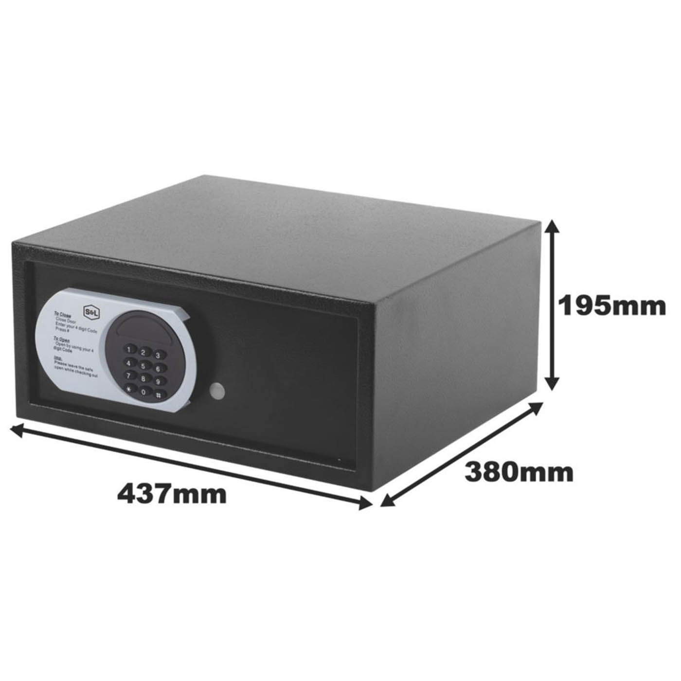 Smith & Locke Combination Hotel Safe Electronic Key Override Black Metal 26.5Ltr - Image 3