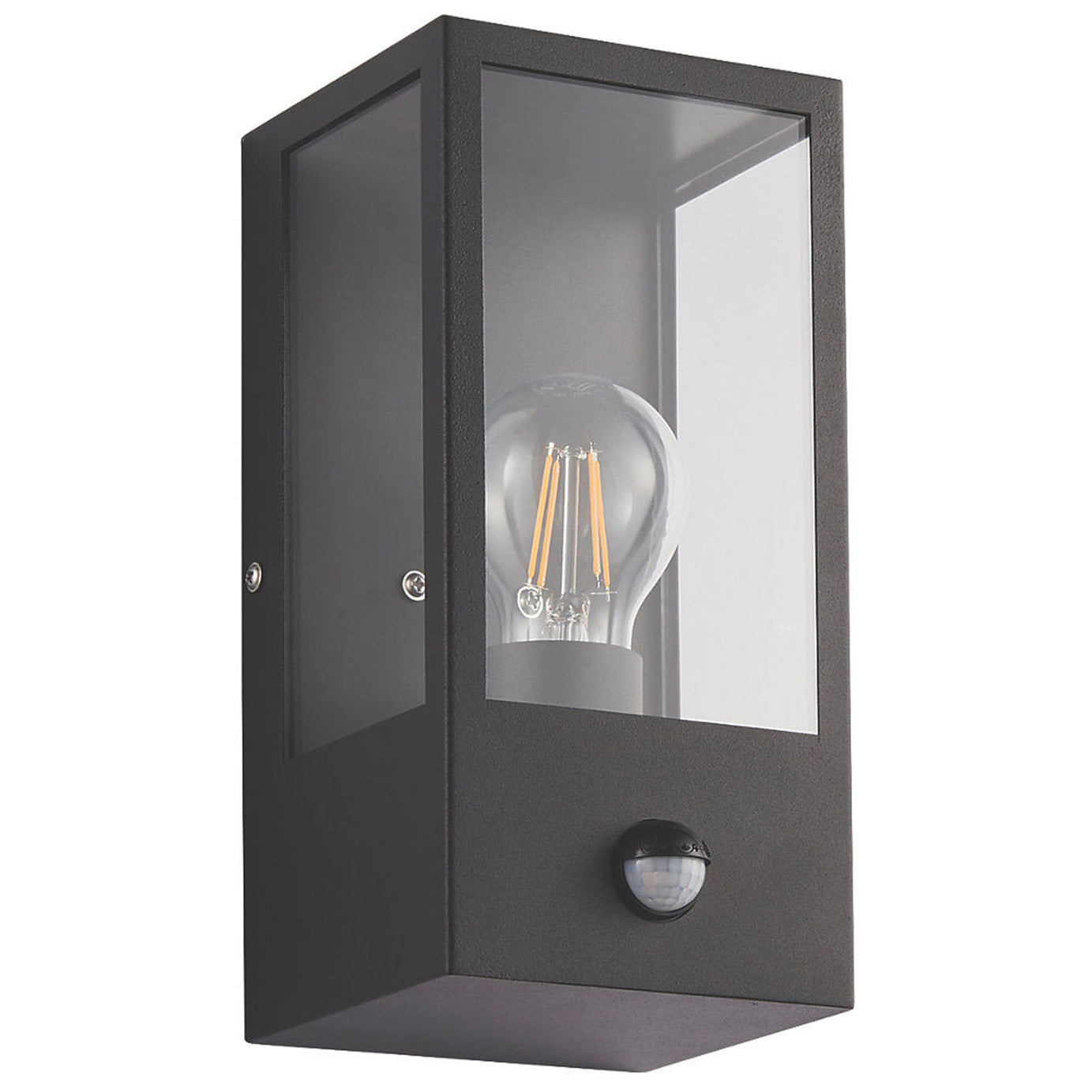 LAP Wall Light Lantern Breton Black Matt 28W PIR Adjustable Sensor Outdoor IP44 - Image 1