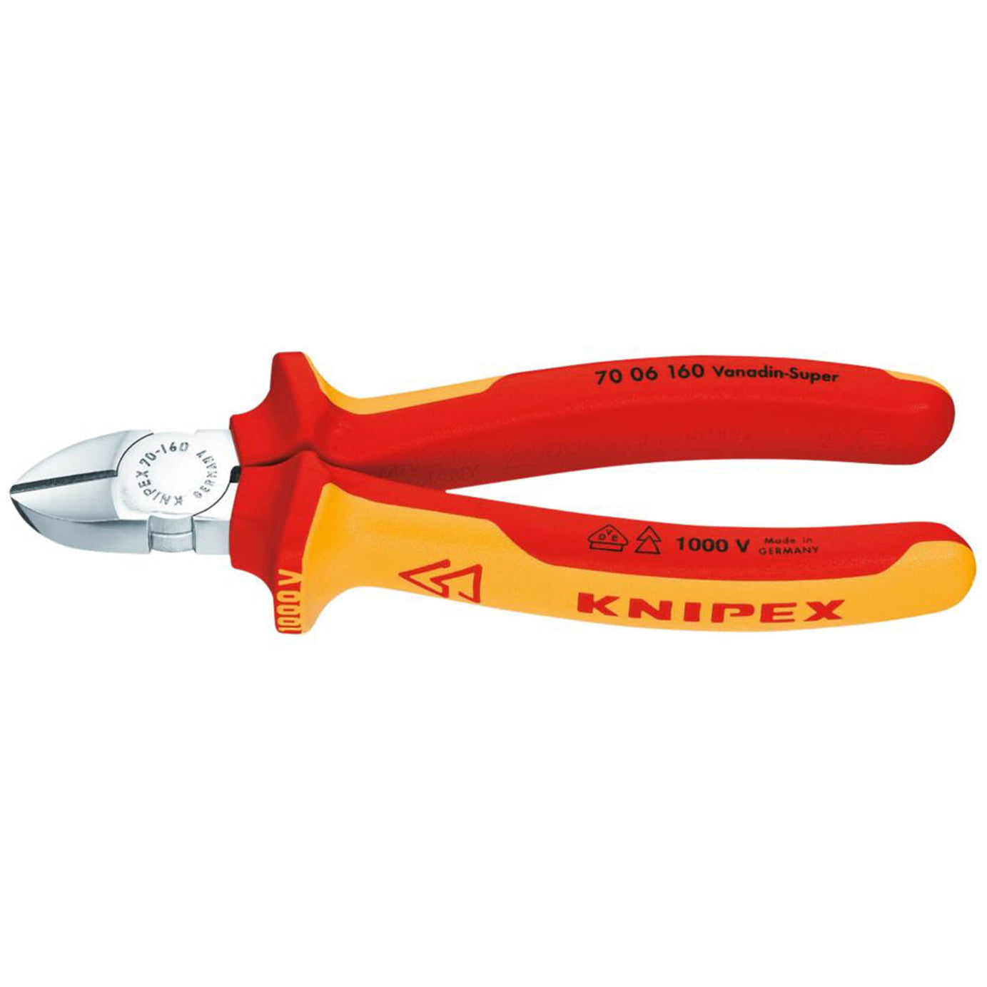 Knipex VDE Diagonal Cutters Induction Hardened Steel Jaws Comfort Grip 160mm - Image 2