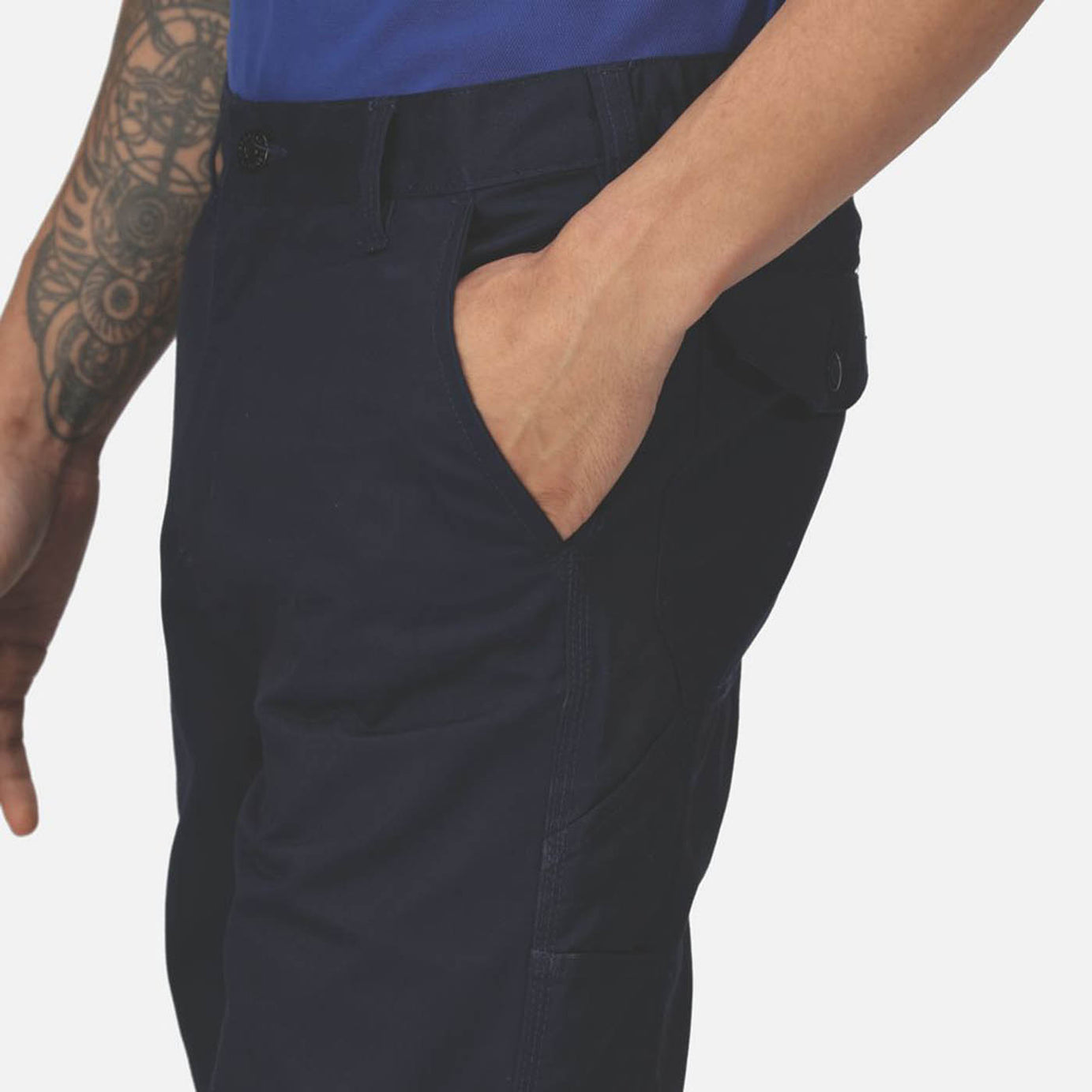 Regatta Work Trousers Mens Pro Cargo Classic Fit Navy Multi Pockets 30W 31L - Image 6