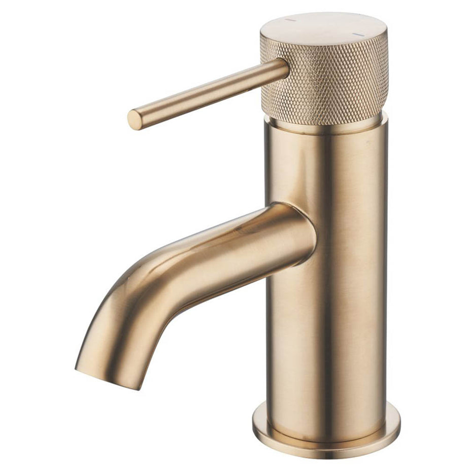 Swirl Basin Mono Mixer Tap Gold Clicker Waste Single Lever Brass Modern Design - Image 1