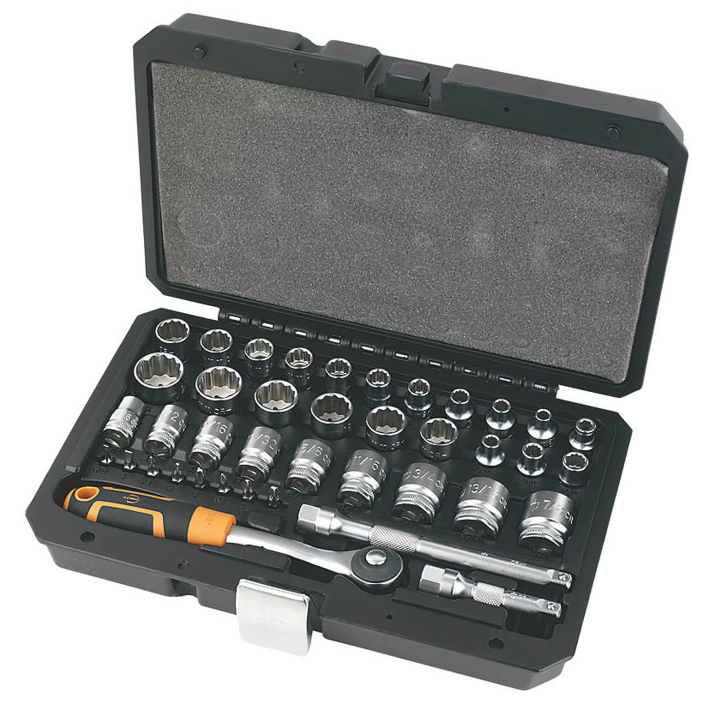 Magnusson 3/8" Drive Socket Set Ratchet Mixed Standard Soft-Grip Carry Case - Image 1