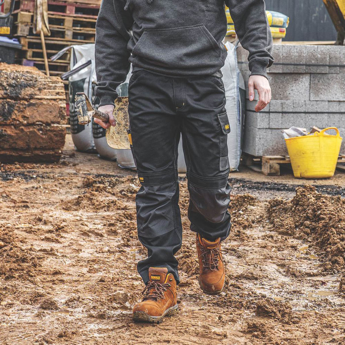 DeWalt Mens Work Trousers Cargo Multi Pockets Breathable Zip Black 32" W 31" L - Image 6
