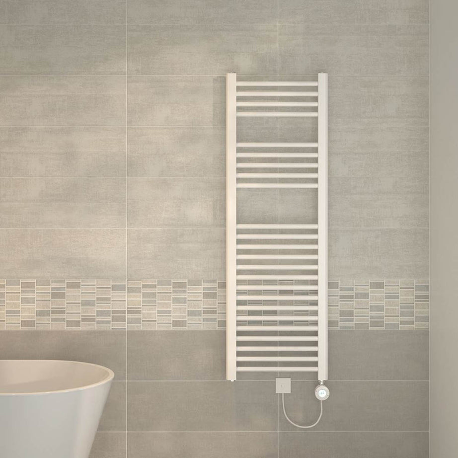 Flomasta 1200mm x 400mm 853BTU White Flat Electric Towel Radiator - Image 2