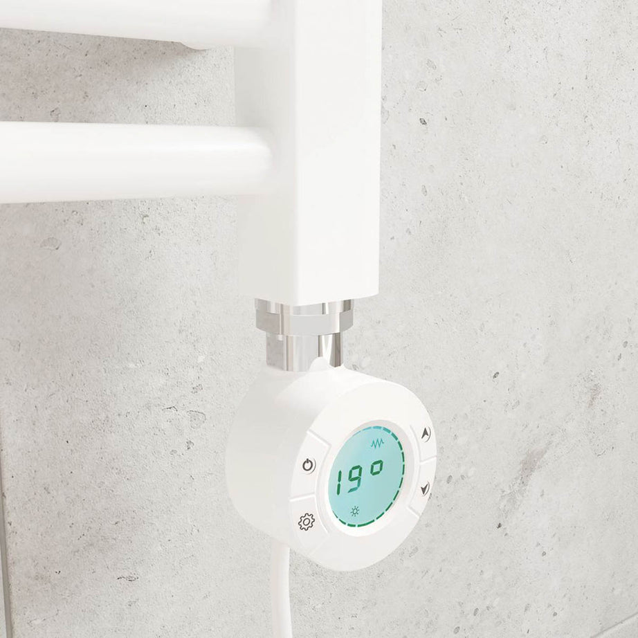 Flomasta Towel Radiator Electric White Flat Pre-Filled Warmer 1200x400mm 853BTU - Image 3