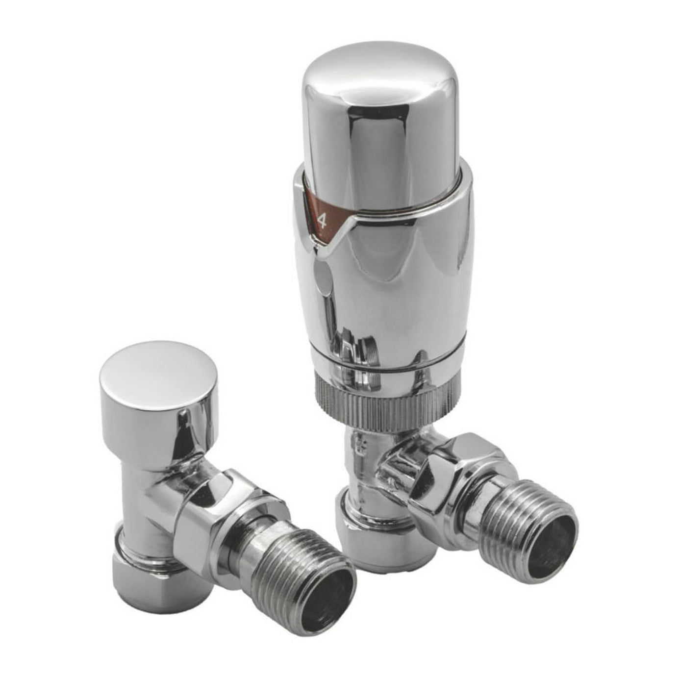 Reina Thermostatic Radiator Valve & Lockshield Modal TRV 15x15mm Angled & L/S - Image 1