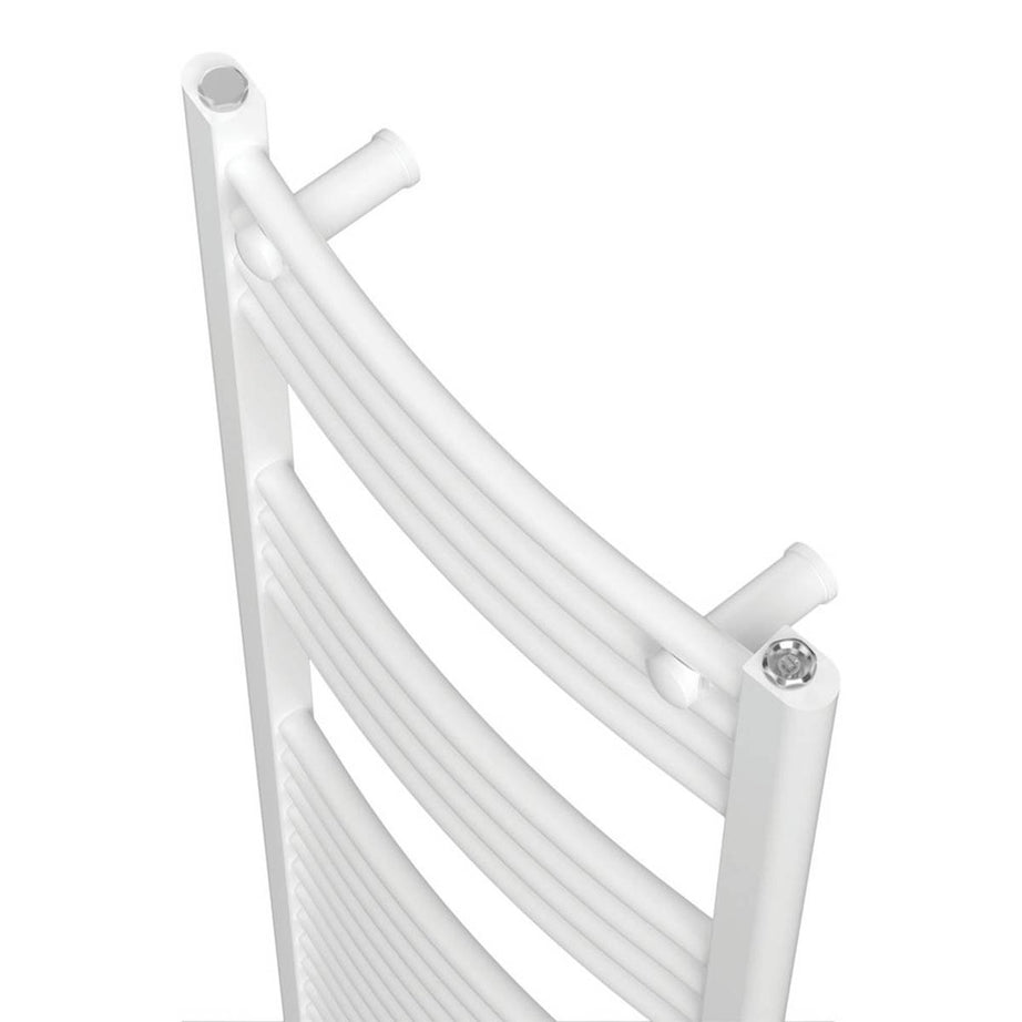 Flomasta Towel Rail Radiator White Curved Warmer Gloss 1200mm x 450mm 1672BTU - Image 3