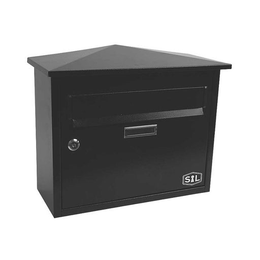 Post Box Black Lockable 2 Keys Outdoor Heavy Duty Weather Resistant Letterbox - Image 1