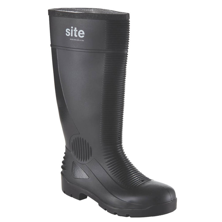 Site Safety Wellies Mens Standard Fit Black Waterproof Steel Boots Toe Size 10 - Image 1
