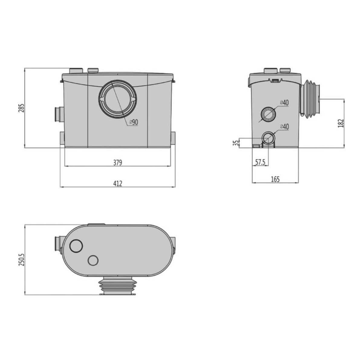 Flomasta Macerator WC And Bathroom Side Outlet Heavy Duty Quiet Pump 400W - Image 6