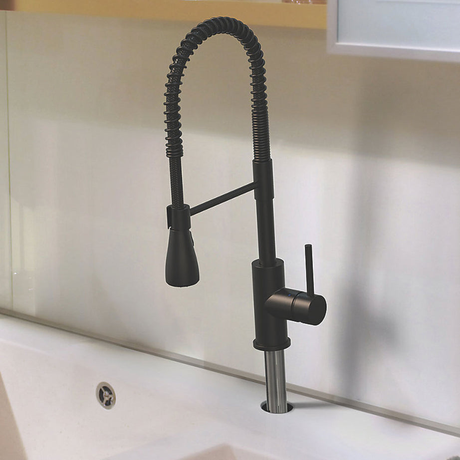 Swirl Pull Out Kitchen Sink Tap Mono Mixer Matt Black Single Lever Swivel Spout - Image 3