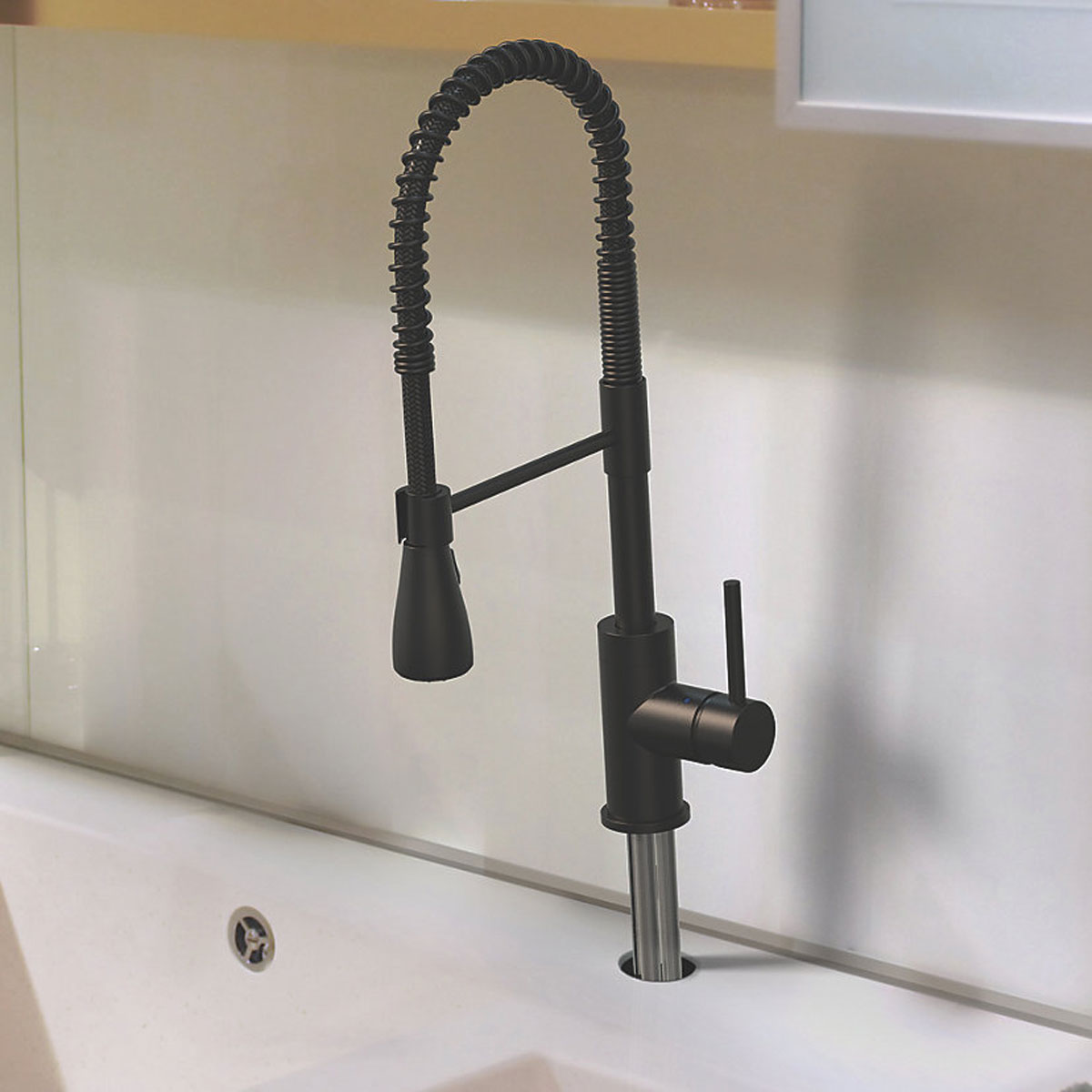 Kitchens Mono Mixer Tap Matt Black Brass Single Lever Swivel Spout Contemporary - Image 3