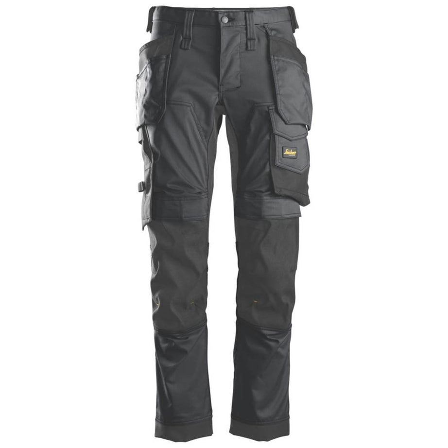 Snickers Work Trousers Mens Slim Fit Grey Black Stretch Multi Pockets 41"W 32"L - Image 1