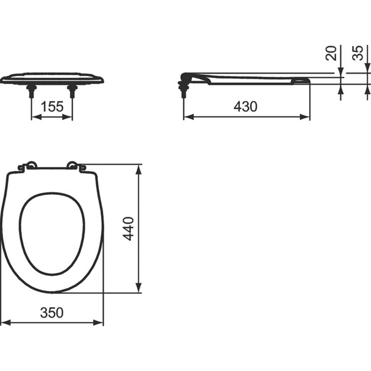 Ideal StandardToilet Seat Cover Duraplast White Wrap Over Round Durable - Image 2