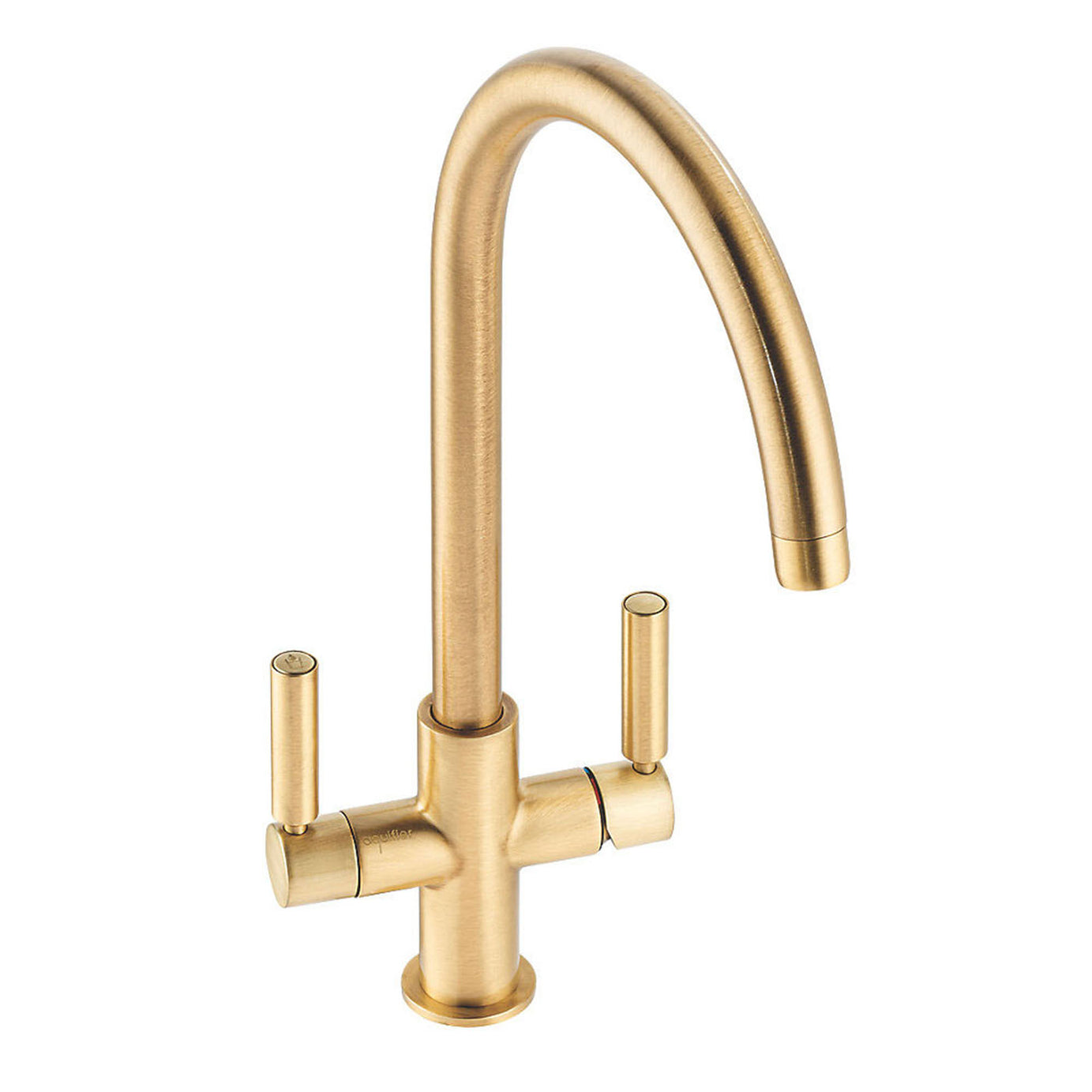 Abode Kitchen Filter Tap Monobloc Mixer 3 Way Brushed Brass Dual Lever Faucet - Image 2