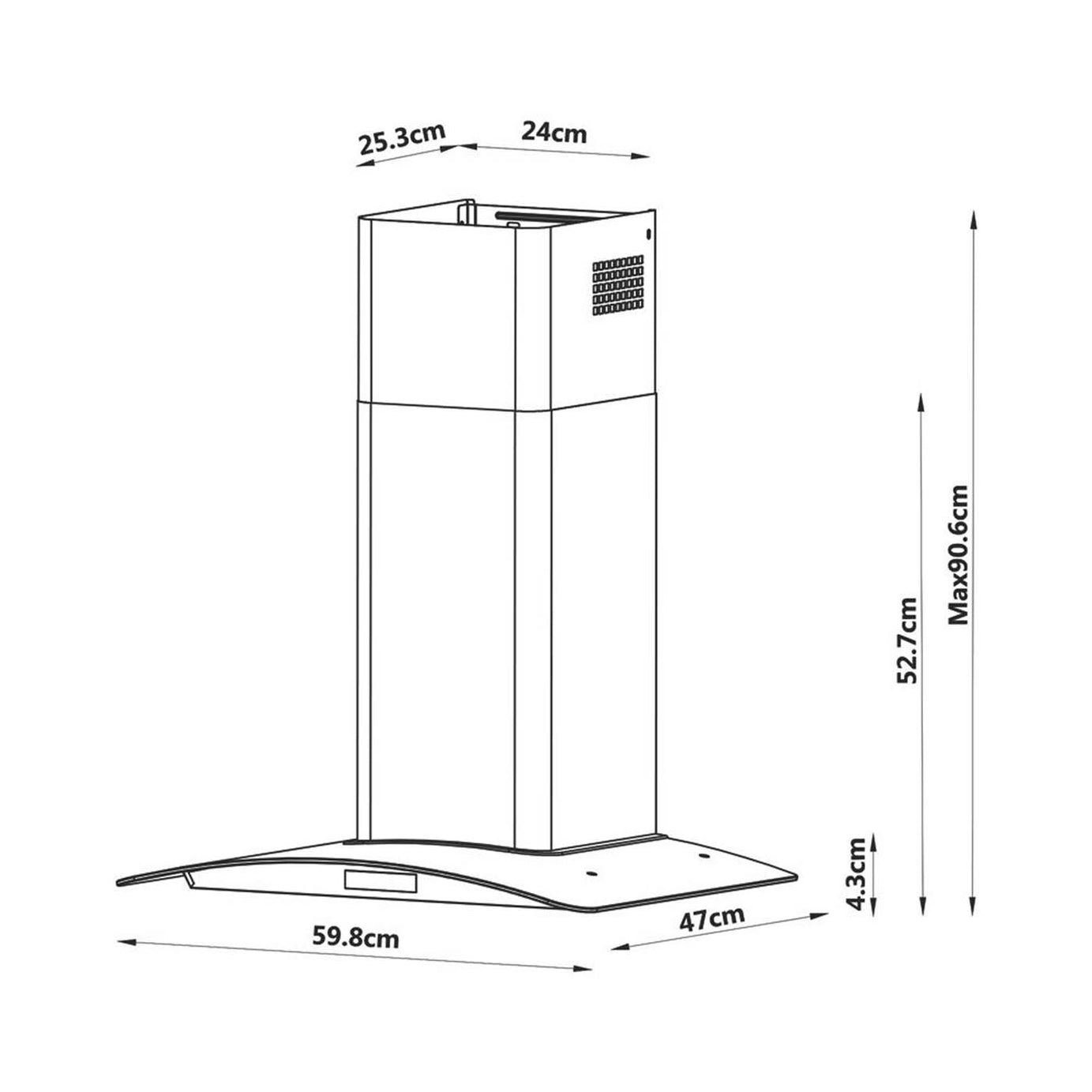 Cooke & Lewis Cooker Hood Black Kitchen Curved Glass LED Touch Control 598mm - Image 4