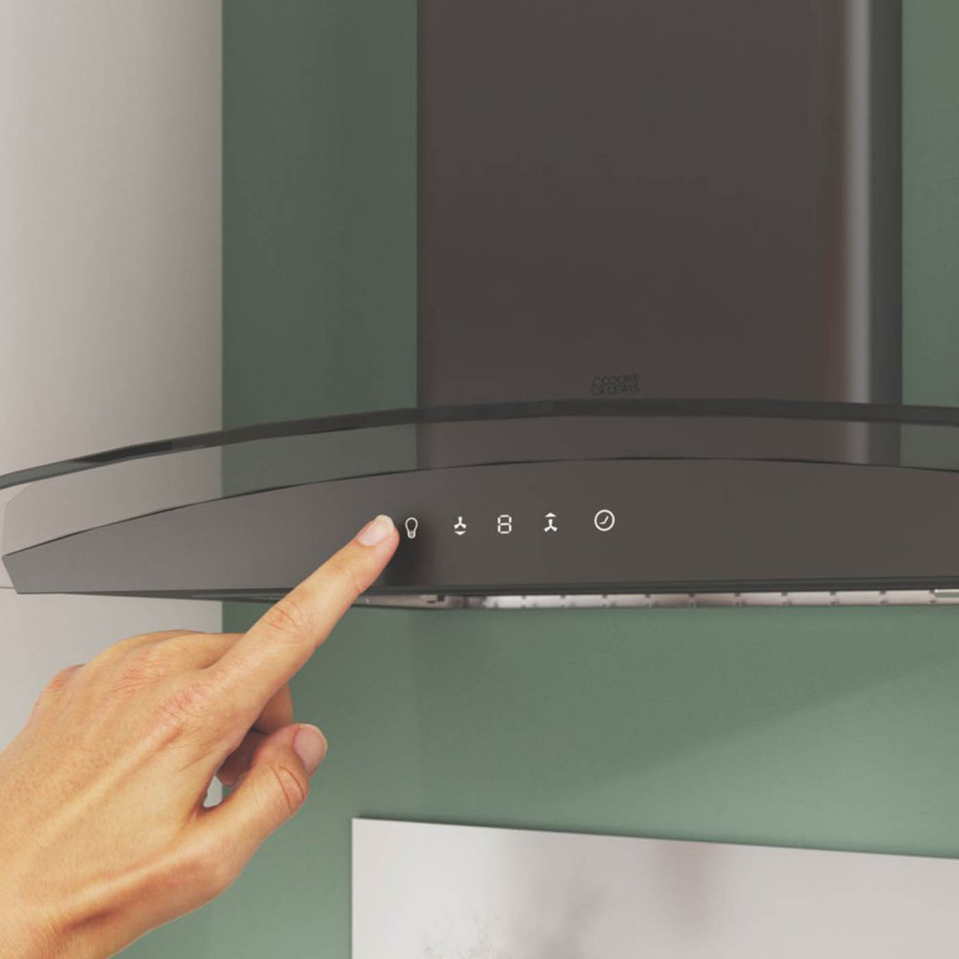 Cooke & Lewis Cooker Hood Black Kitchen Curved Glass LED Touch Control 598mm - Image 6