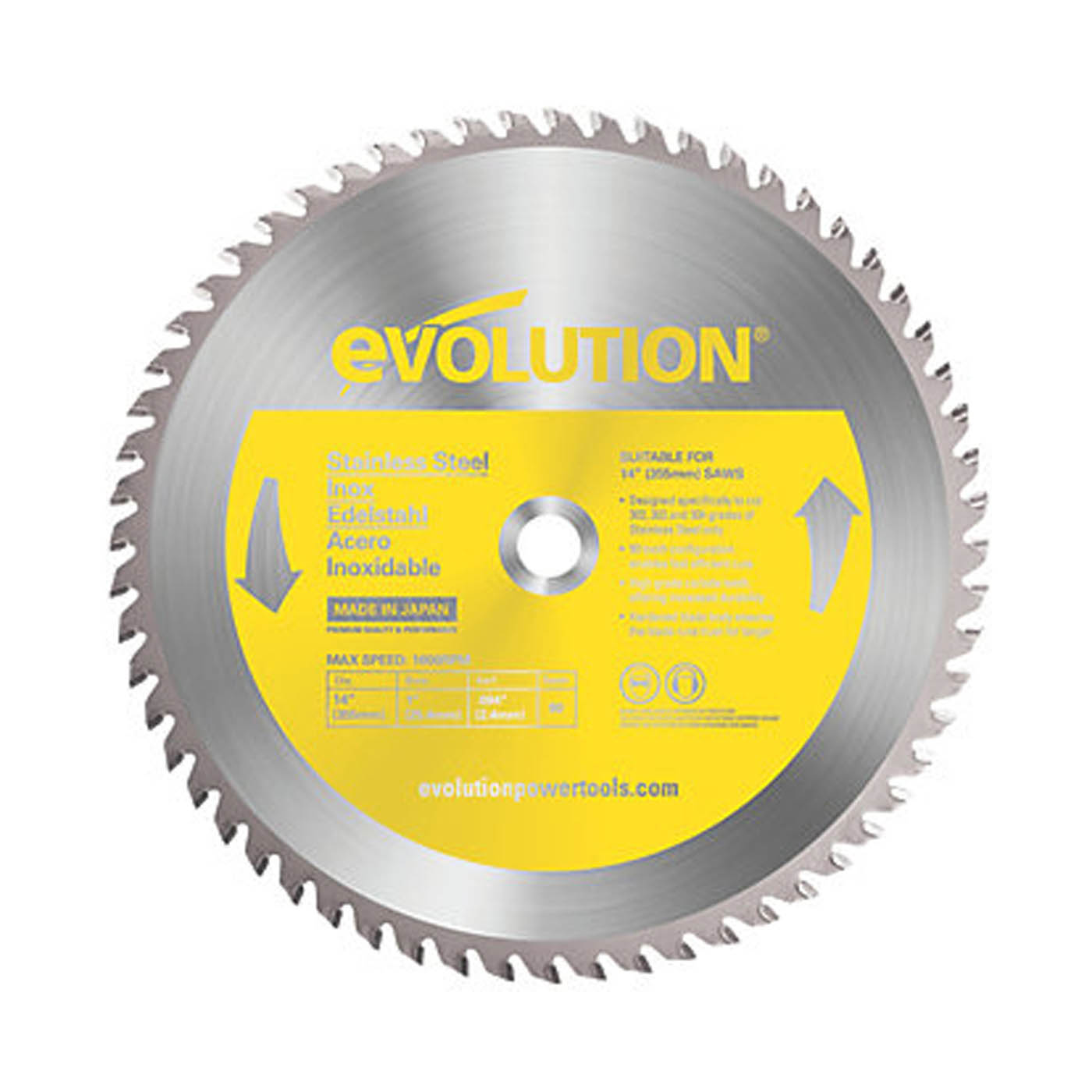 Evolution S355TCT-90CS Stainless Steel Circular Saw Blade 355mm x 25.4mm 90T - Image 1