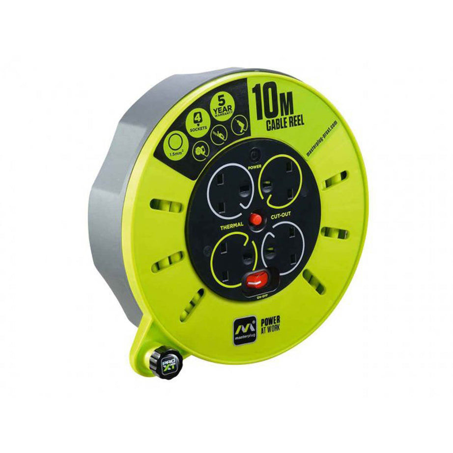 Masterplug Cable Reel 4 Gang 13amp Portable Heavy Duty Extension Lead 10m - Image 1