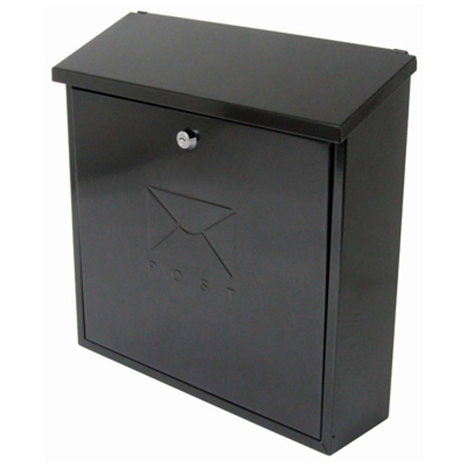 Post Box Black Lockable Letter Mail Contemporary Waterproof Gate/Door Mounted - Image 1