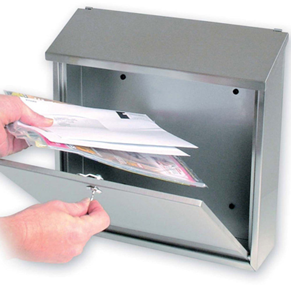Post Box Black Lockable Letter Mail Contemporary Waterproof Gate/Door Mounted - Image 2
