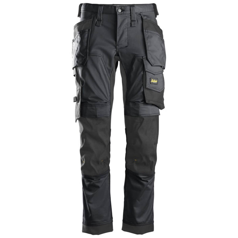 Snickers Work Trousers Mens Slim Fit Grey Black Stretch Multi Pockets 31"W 30"L - Image 1