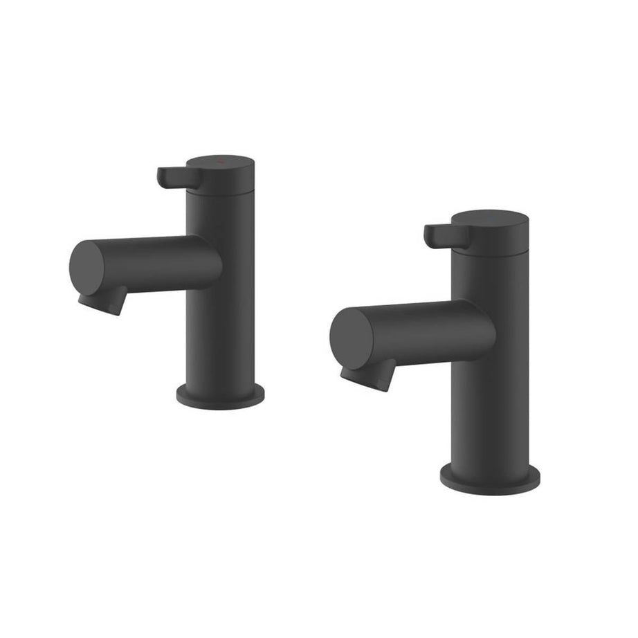 Swirl Basin Pillar Tap Set Black Brass Zinc Alloy Single Lever Modern 120mm - Image 1