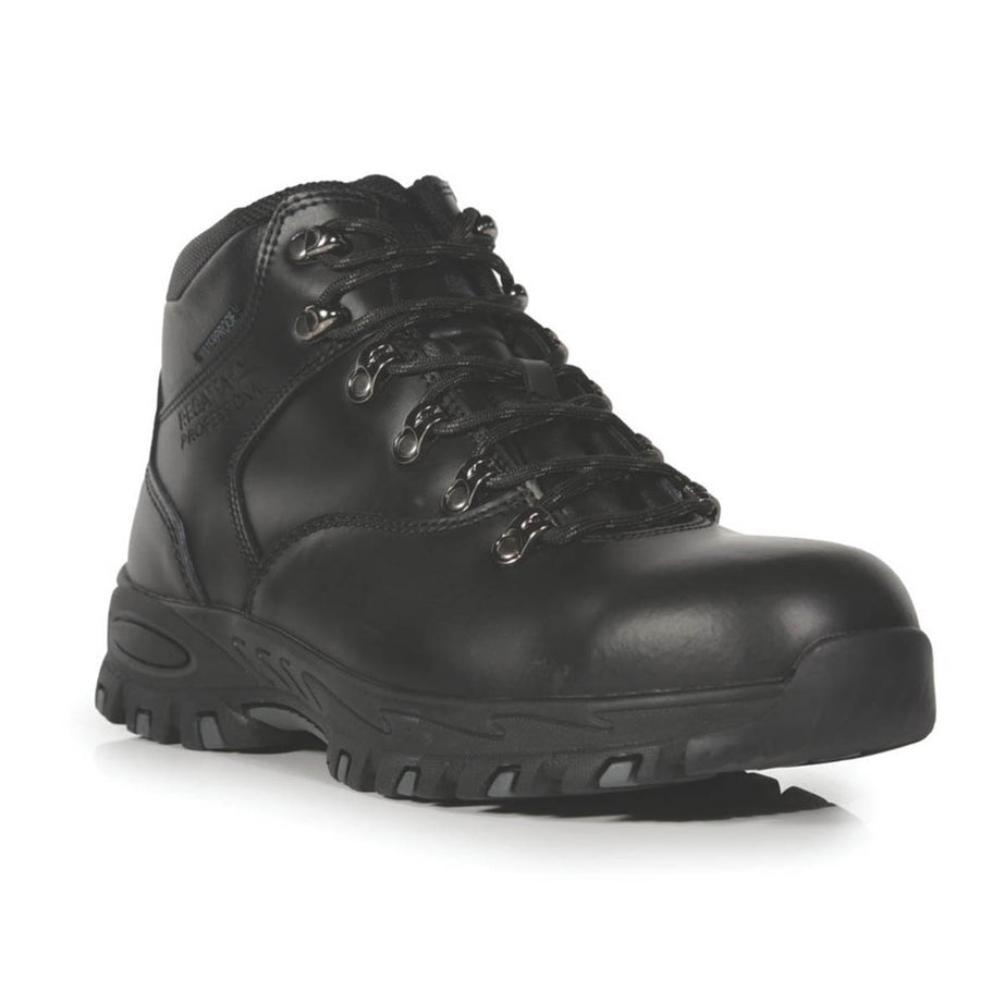Regatta Mens Safety Boots Black Water-Resistant Steel Toe Cap Lace Up Size 9 - Image 1