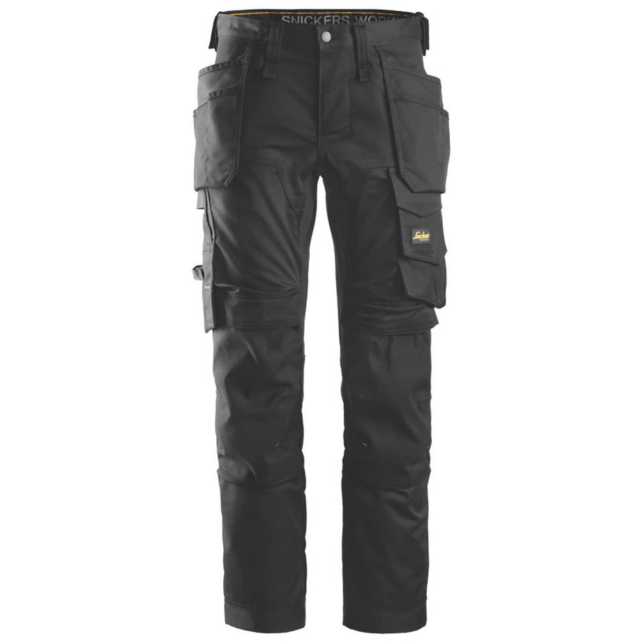 Snickers Mens Work Trousers Stretch Black Slim Fit Holster Pockets 33" W 32" L - Image 1