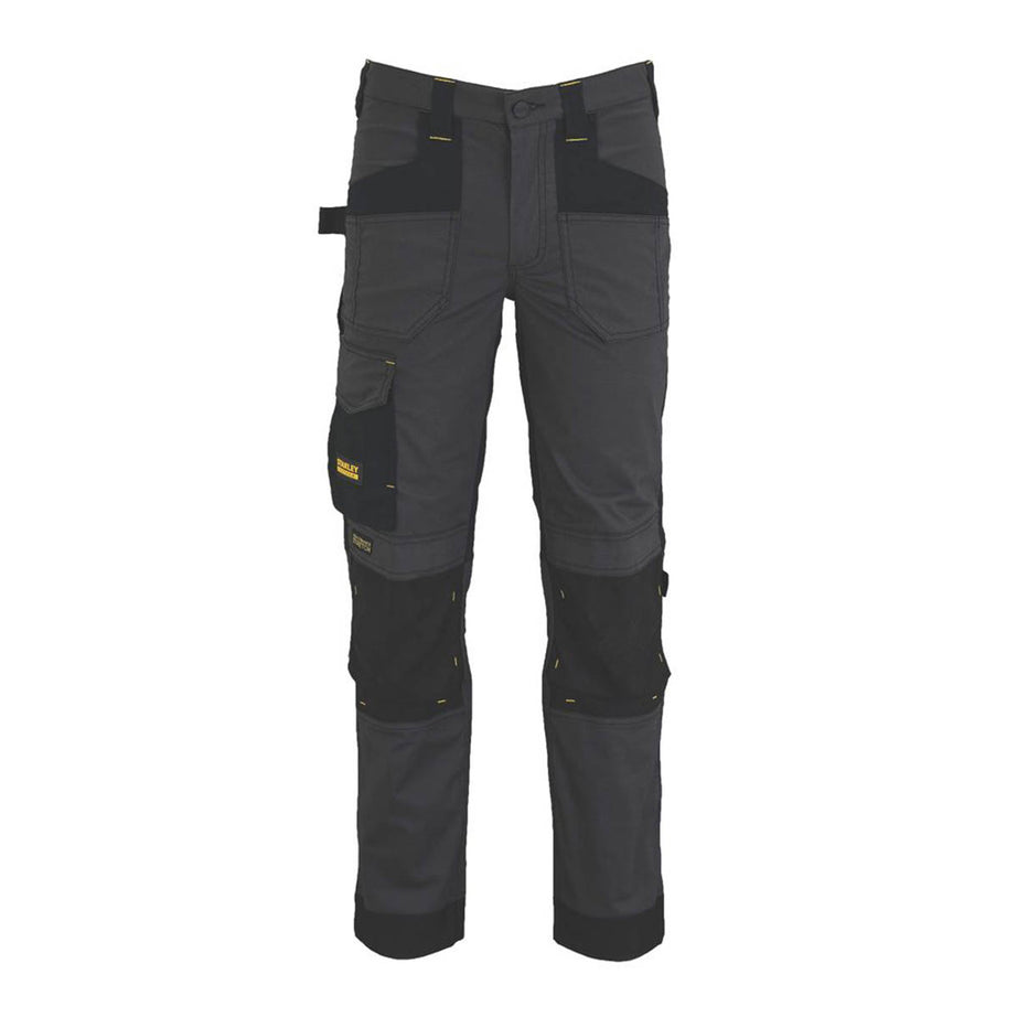 Stanley Work Trousers Mens Slim Fit Grey Black Stretch Multi Pockets 32"W 31"L - Image 1
