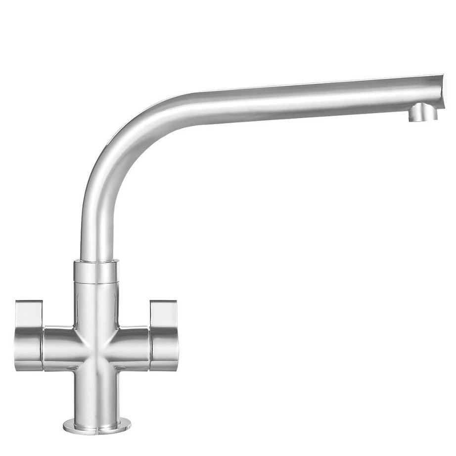 Franke Kitchen Tap Mono Mixer Brushed Steel Double Lever Swivel Spout Faucet - Image 1
