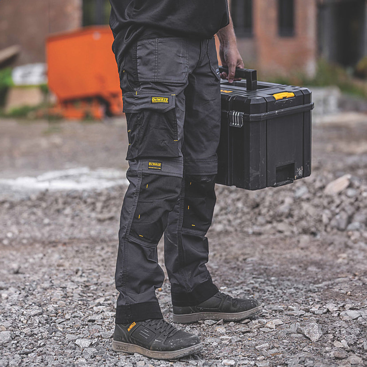 DeWalt Work Trousers Mens Slim Fit Black Grey Breathable Multi Pockets 42"W 31"L - Image 3