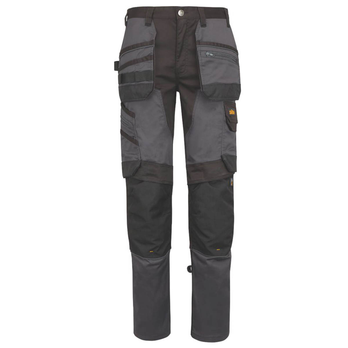 Site Work Trousers Mens Slim Fit Grey Black Stretch Multi Pockets Cargo 38W 32L - Image 2