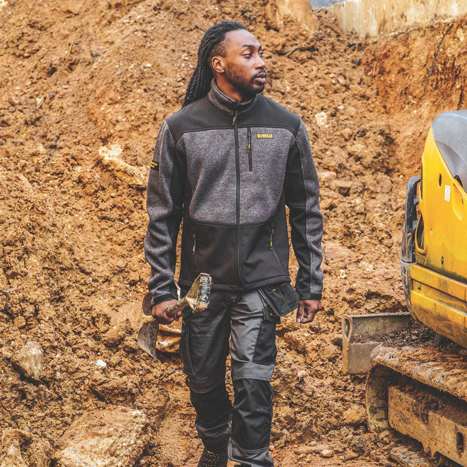 DeWalt Work Fleeces Jacket Mens Grey Black Breathable Zip Up Medium 43" Chest - Image 6