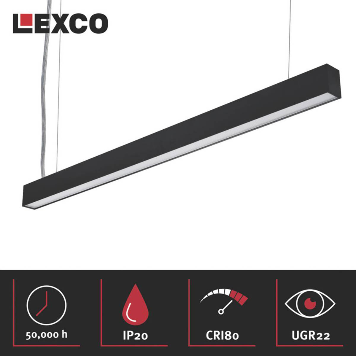 Lexco Castula LED Pendant Black 23W 2500lm - Image 3