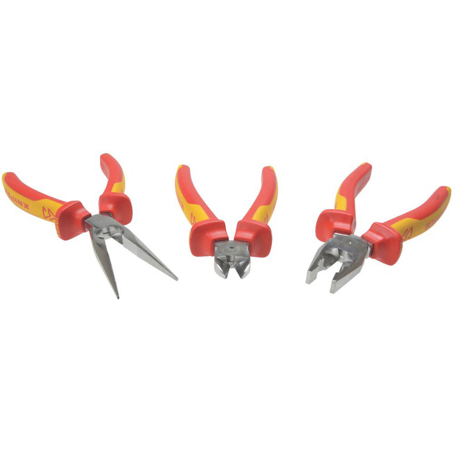 Knipex VDE Pliers Bi-Material Comfort Grip Durable Induction-Hardened Set 3 Pcs - Image 1