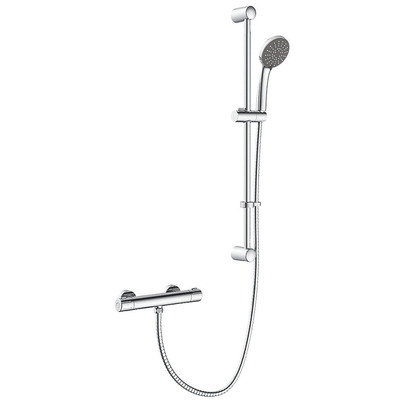 Swirl Mixer Shower Thermostatic Chrome Exposed 3 Spray Pattern Round Head Slim - Image 1