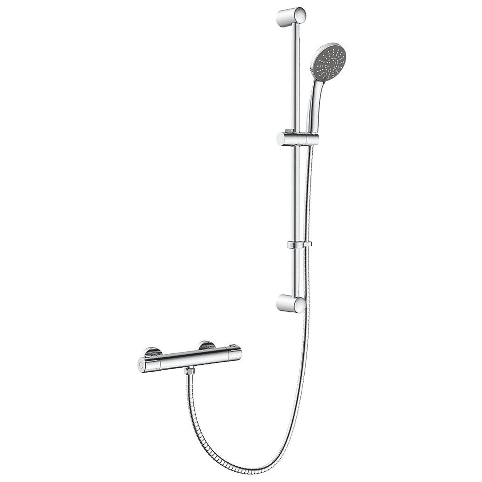 Swirl Mixer Shower Thermostatic Chrome Exposed 3 Spray Pattern Round Head Slim - Image 1