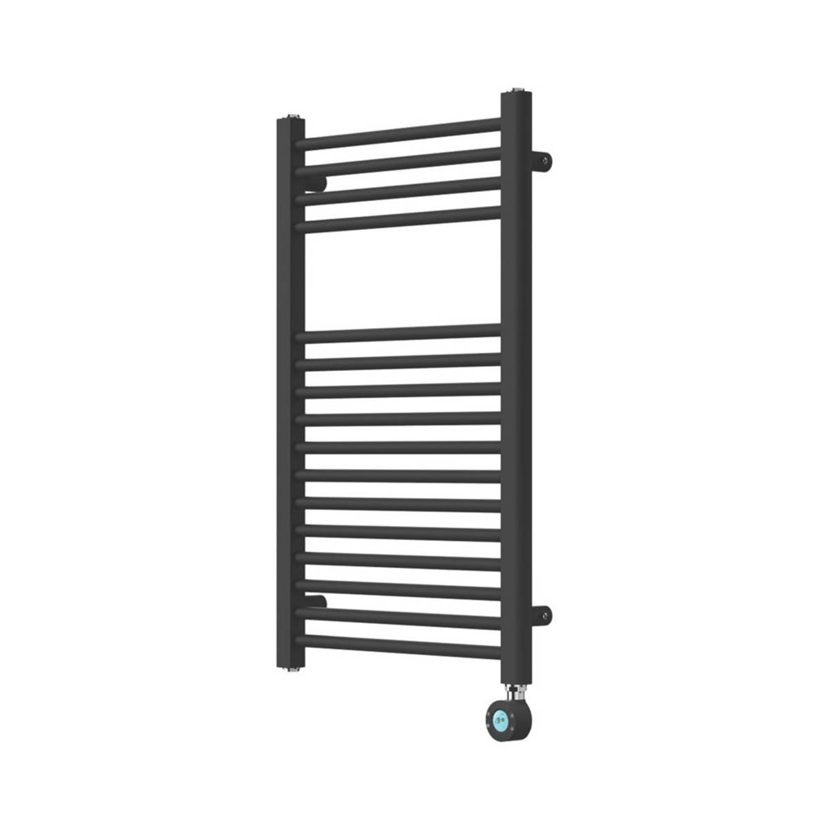 Flomasta Electric Towel Rail Radiator Black Flat Bathroom Warmer (H)80x(W)50cm - Image 1