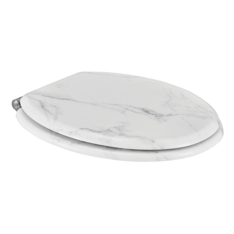 Toilet Seat Soft-Close Moulded Wood Marble Adjustable Oval Bottom Fix Durable - Image 3