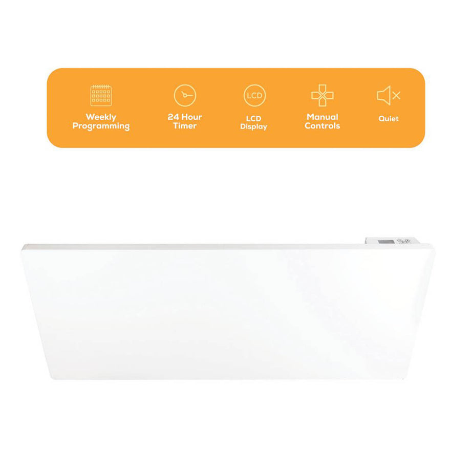 Convection Panel Heater Electric White Timer Compact Programmable 2000W 45x104cm - Image 2