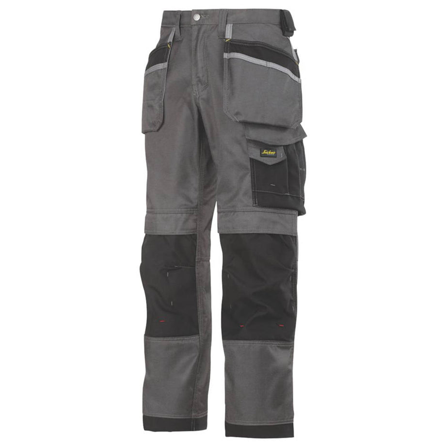 Snickers Mens Work Trousers Holster Pocket Cargo Grey Black 41" W 32" L - Image 1