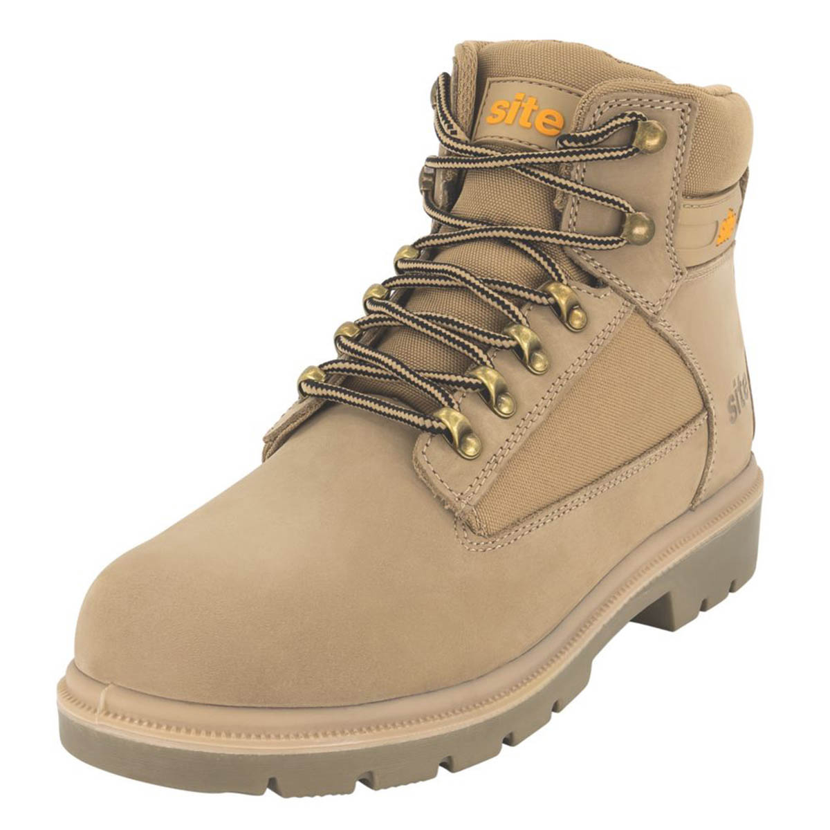 Site Safety Boots Mens Standard Fit Stone Leather Steel Toe Work Shoes Size 7 - Image 1