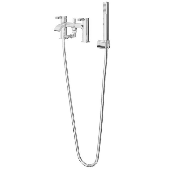 Bath Shower Mixer Double Lever Brass Deck-Mounted Chrome Plated Contemporary - Image 2
