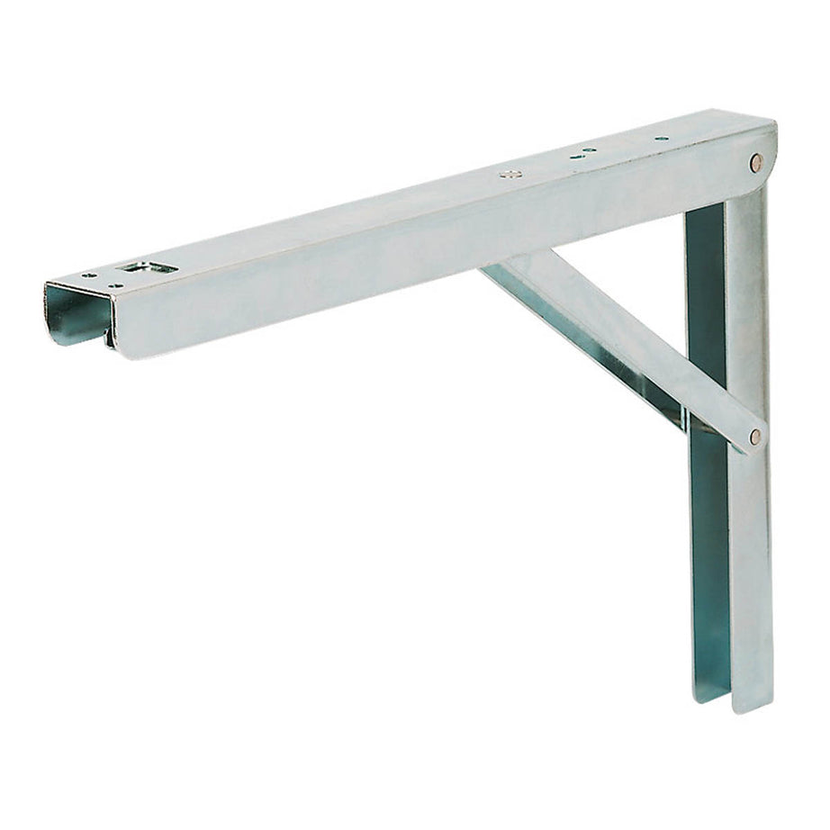 Folding Shelf Brackets Adjustable Silver Steel Heavy Duty 400x272mm Pack Of 2 - Image 1