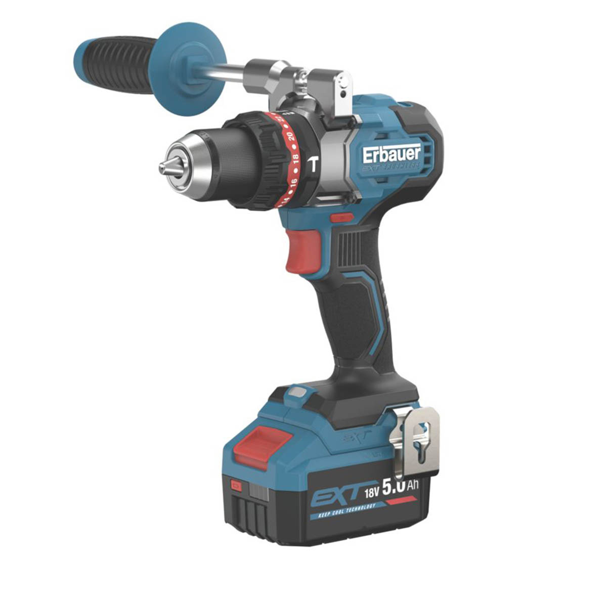 Erbauer Combi Drill 18V 2x5.0Ah Li-Ion ERI1107COM Brushless Compact Lightweight - Image 2